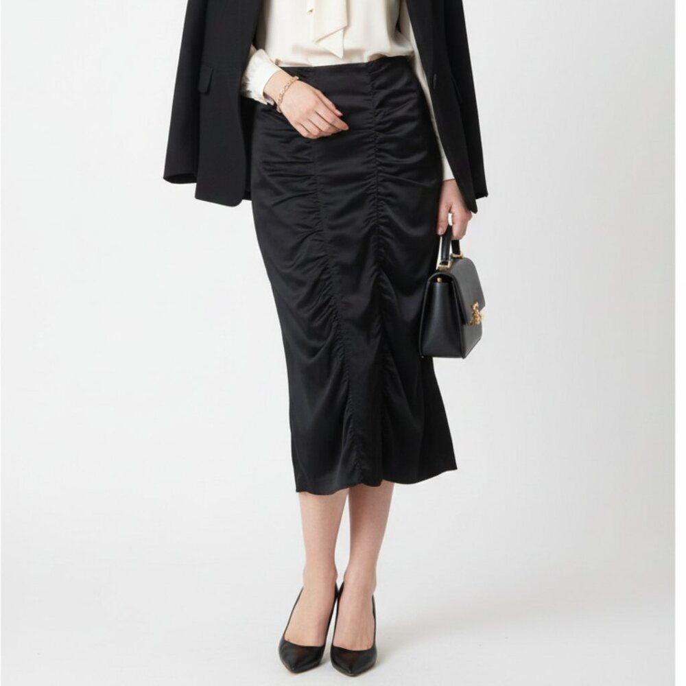 Vintage Flavio Castellani Womens Wool Blend Midi Skirt Sz 42 M/L Black Old Money